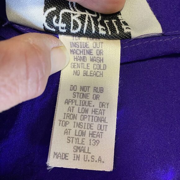 Vtg 80s Bedazzled Blazer / Shirt Wmn S Purple Yellow Lightening Bolts Halloween - Picture 6 of 10